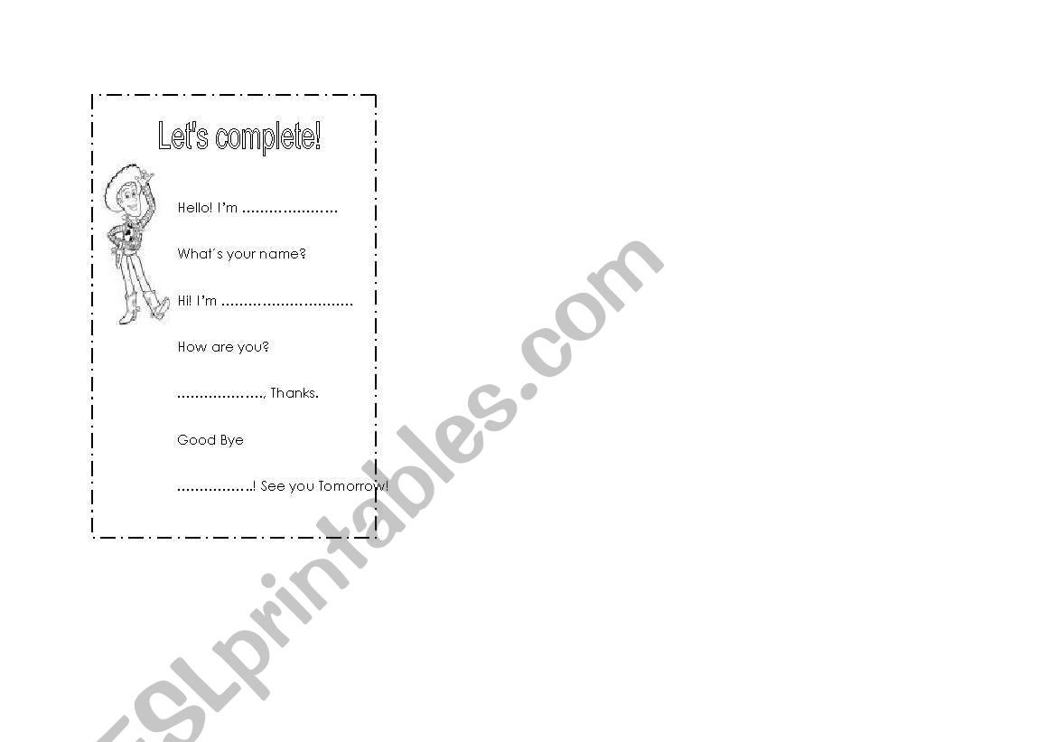 Les complete! worksheet