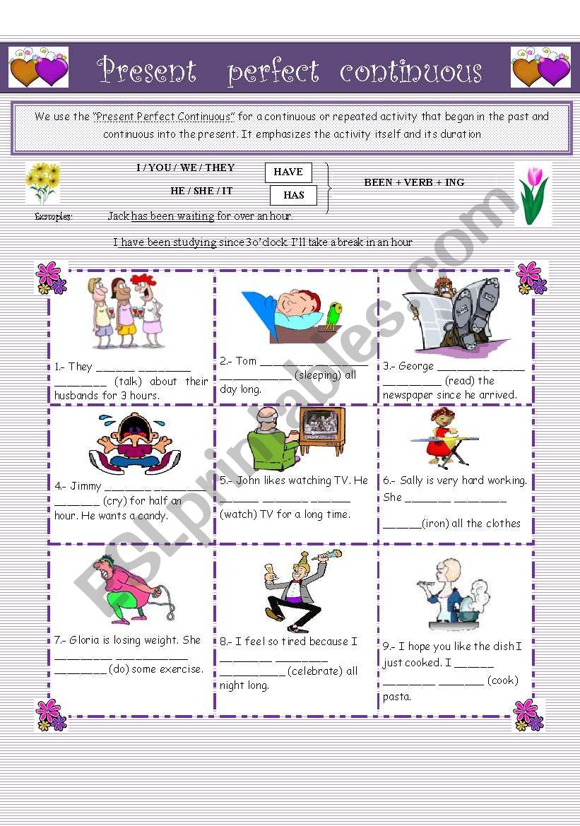 PRESENT PERFECT CONTINUOUS (affirmative form)