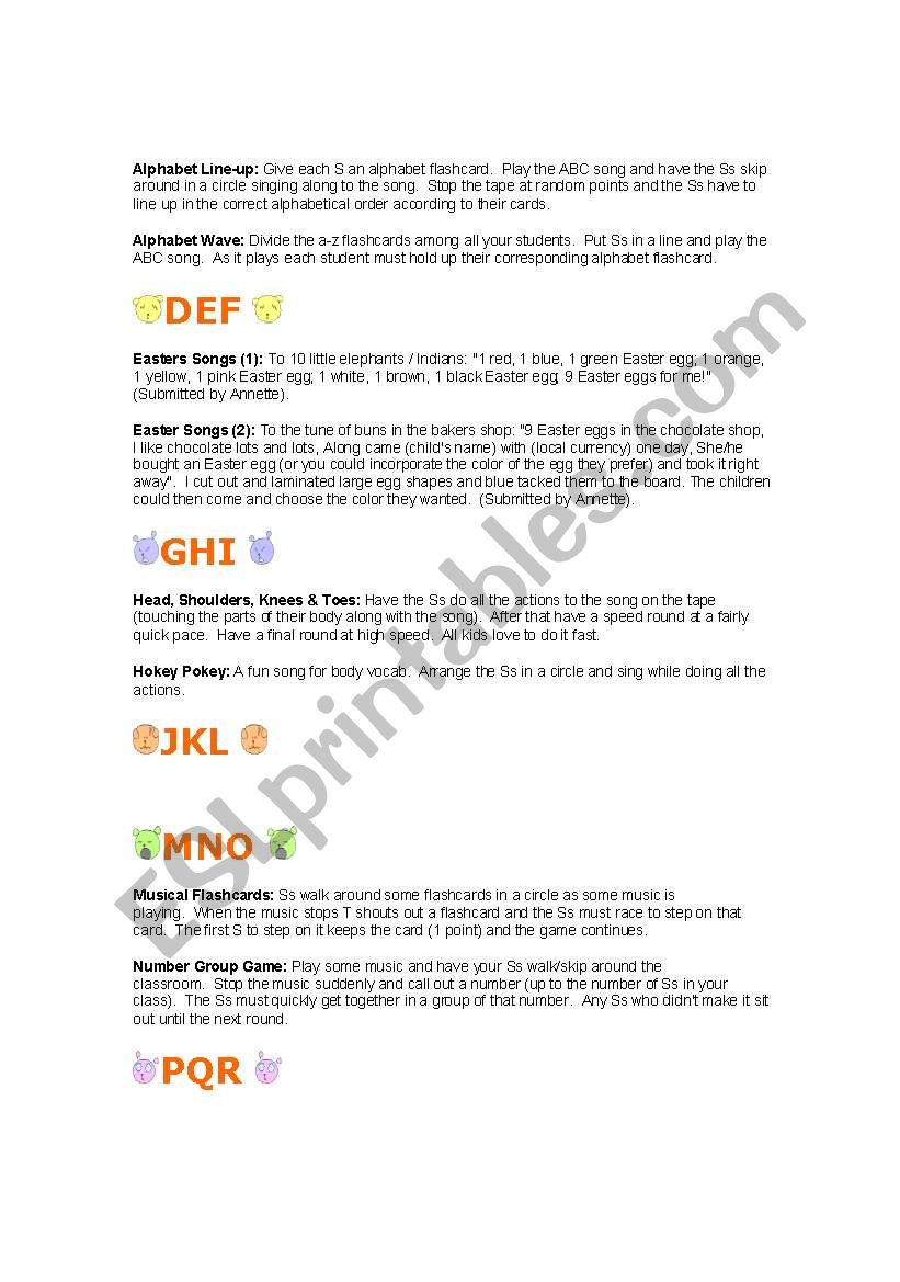 classroom activities and games