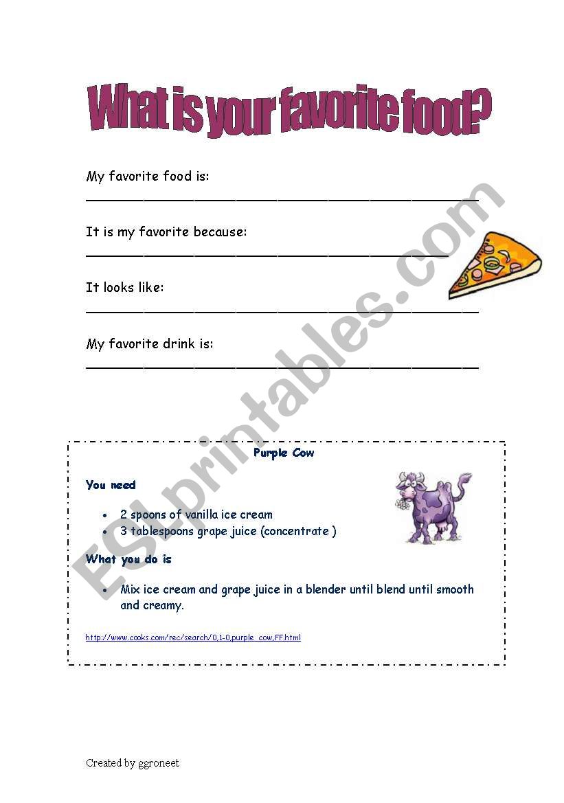 What is your favorite food? worksheet