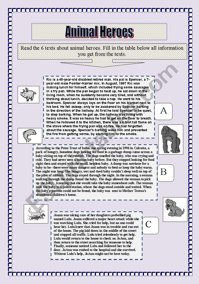 Superheroes-Animals worksheet