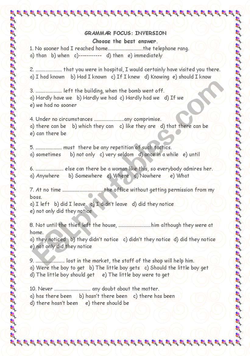 inversion worksheet