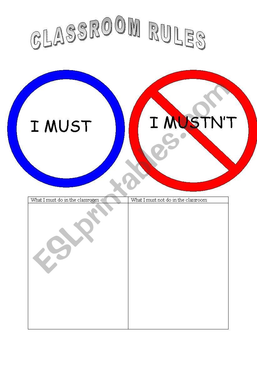 Classroom rules worksheet
