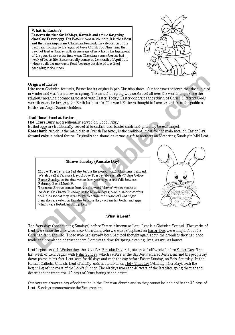 Easter  worksheet