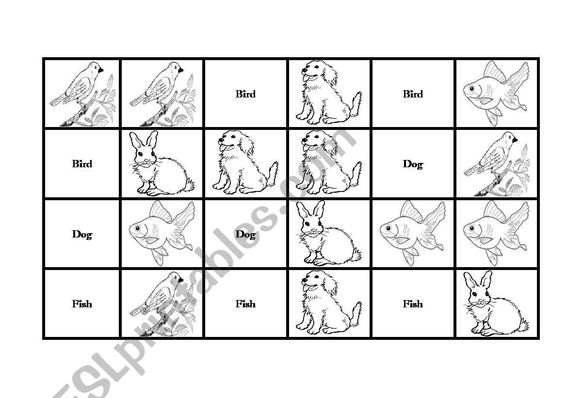 Pets Domino (16 Cards) worksheet