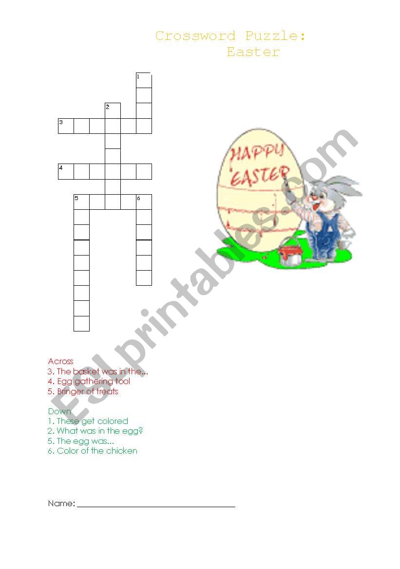 Easter Crossword Puzzle worksheet
