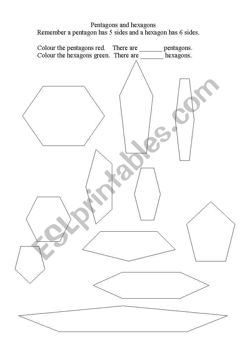 Pentagons and Hexagons worksheet