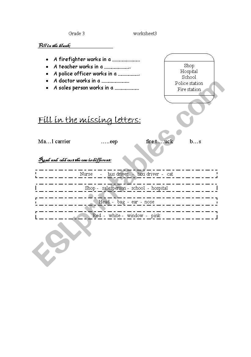 workers worksheet