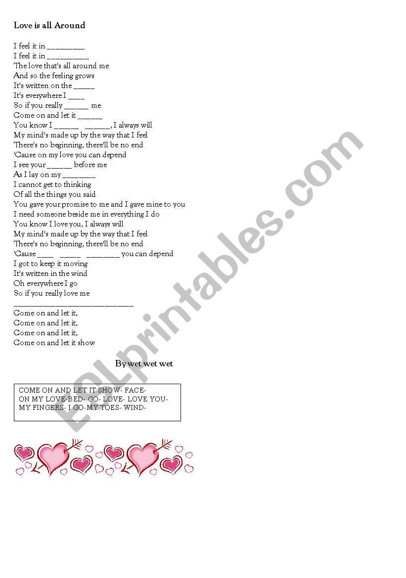 love is all around worksheet