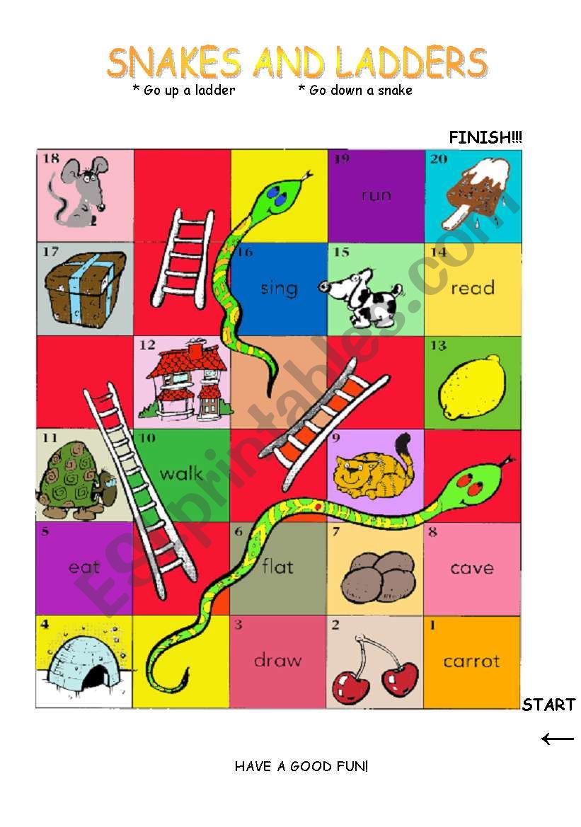 SNAKES AND LADDERS GAME worksheet