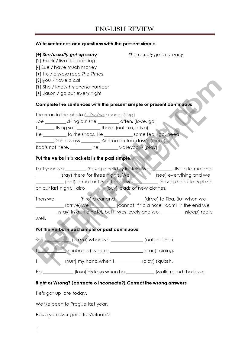 all grammar worksheet