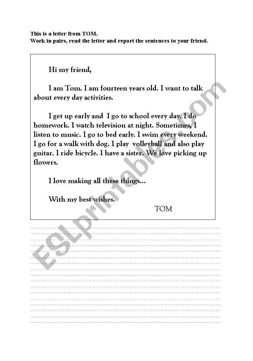 reported speech worksheet