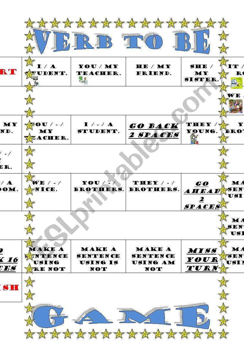 Board game - verb to be worksheet