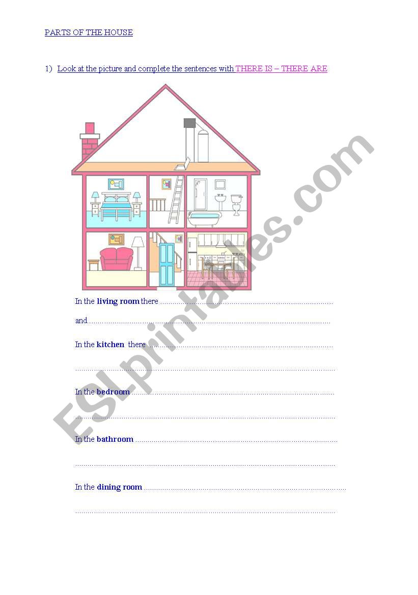 PARTS OF THE HOUSE worksheet