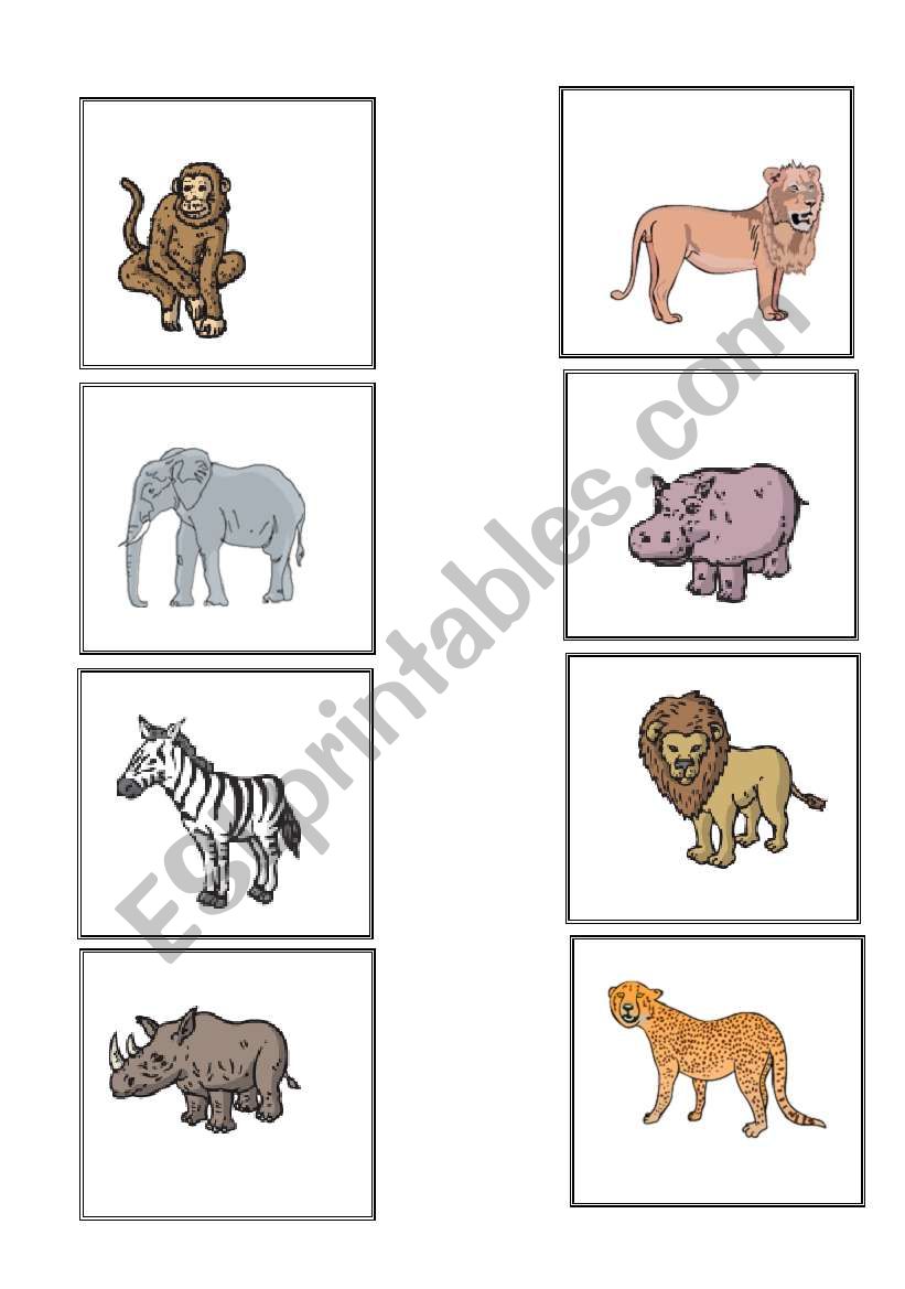 Wild Animals Cards worksheet