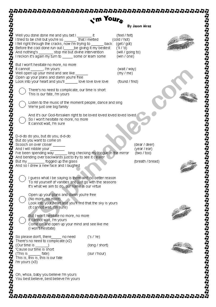 Song (IÂ´m yours by Jason Mraz)