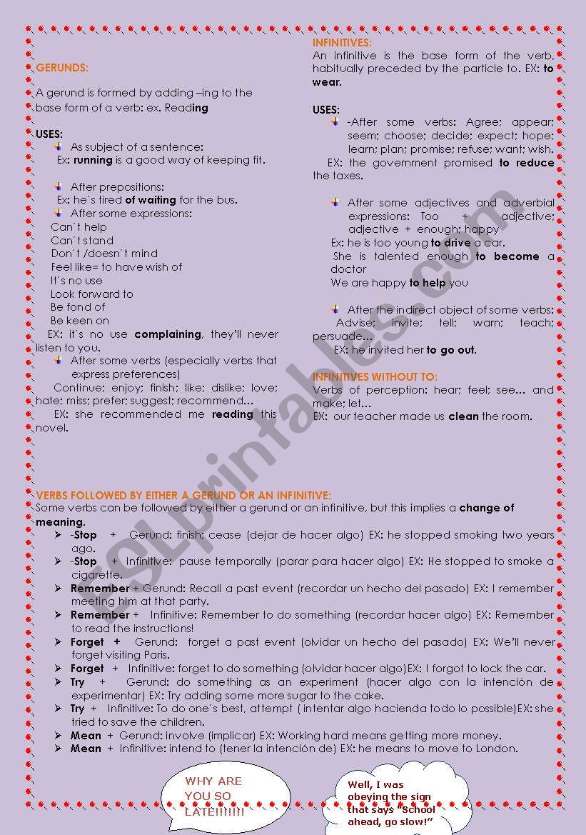 GERUND OR INFINITIVE ? worksheet