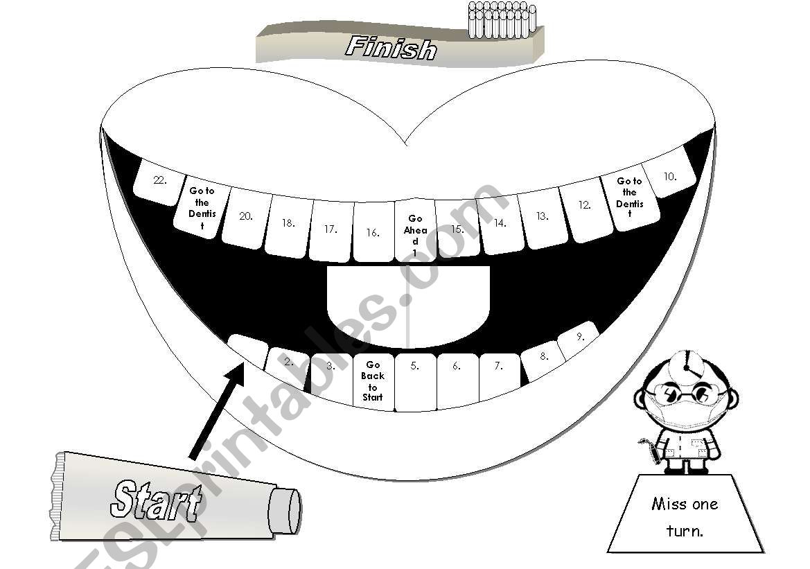 Mouth Gameboard in Greyscale with Cards and Tokens