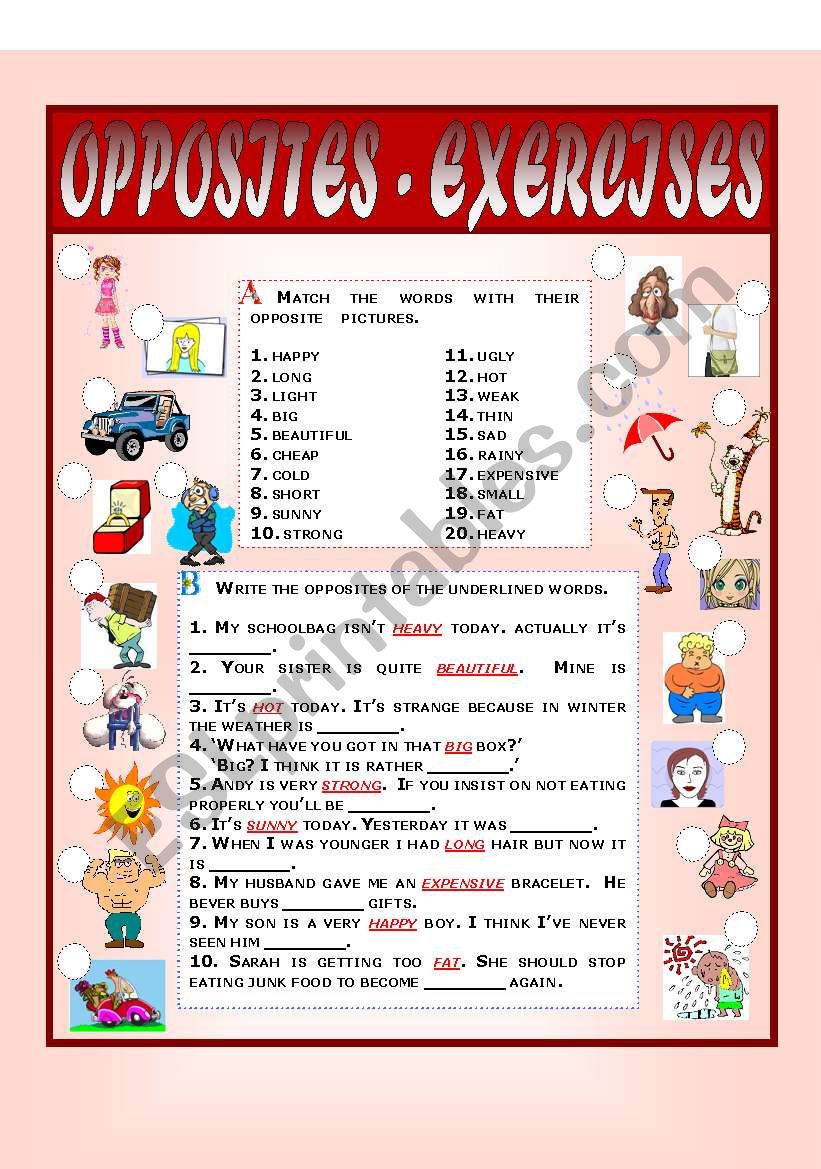 Opposites - Exercises (set 1) worksheet