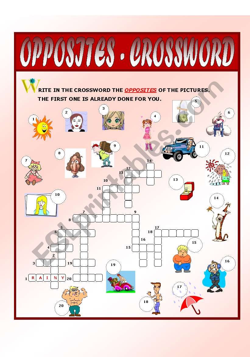 Opposites - Crossword (set 1) worksheet
