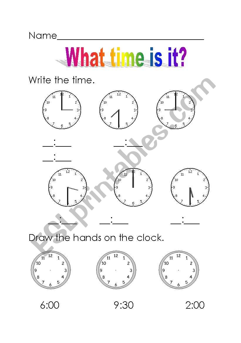 What time is it? worksheet