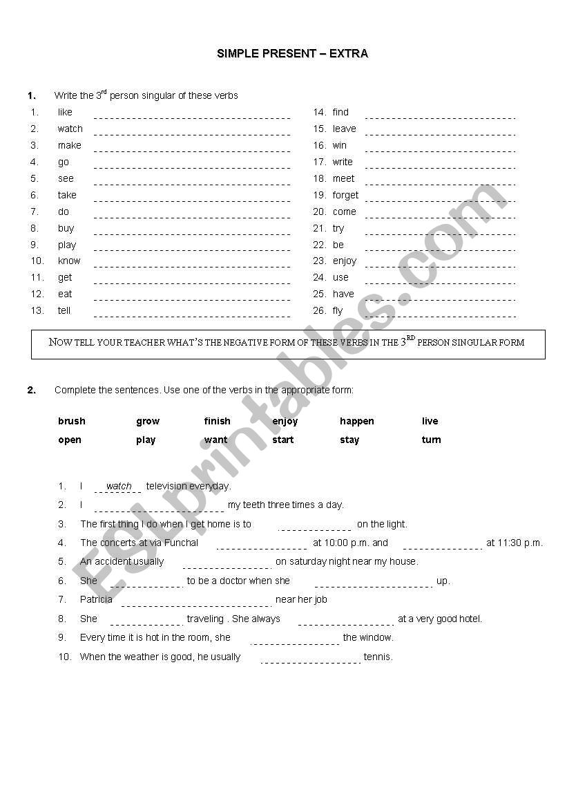 Simple Present worksheet