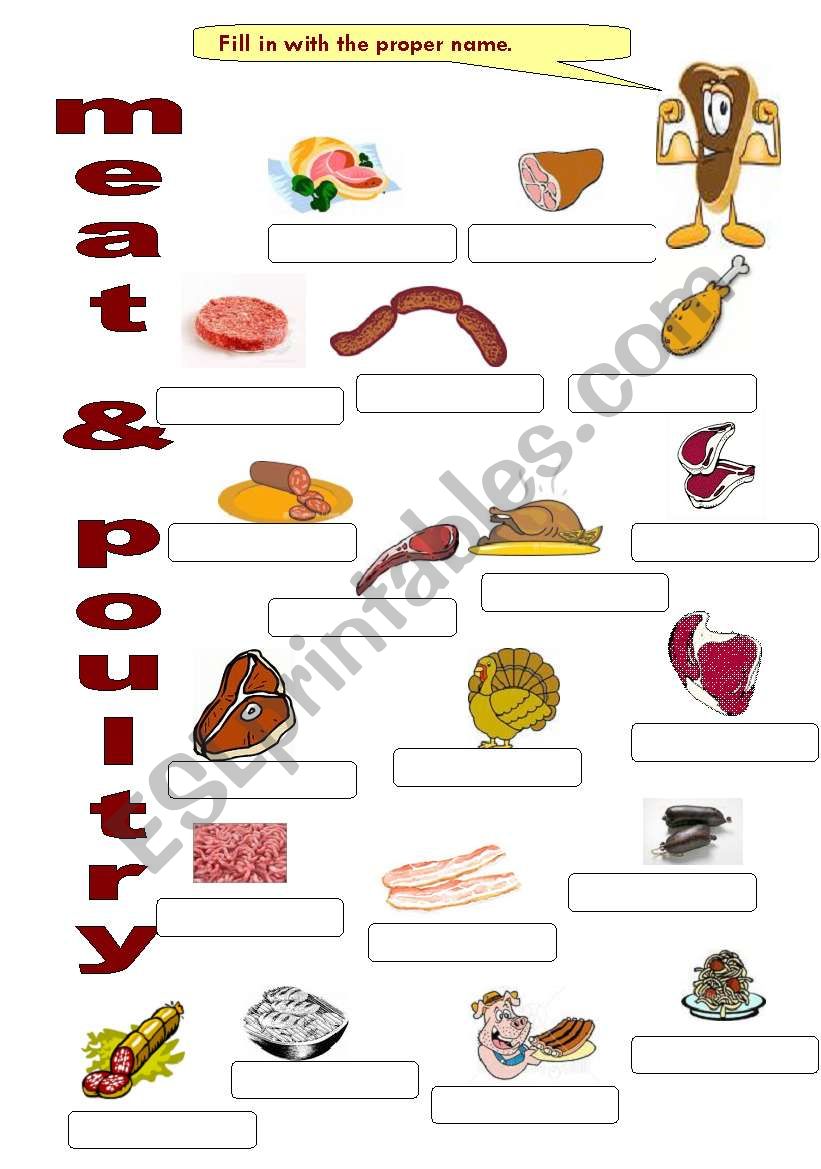 FOOD 8 - meat & poultry worksheet