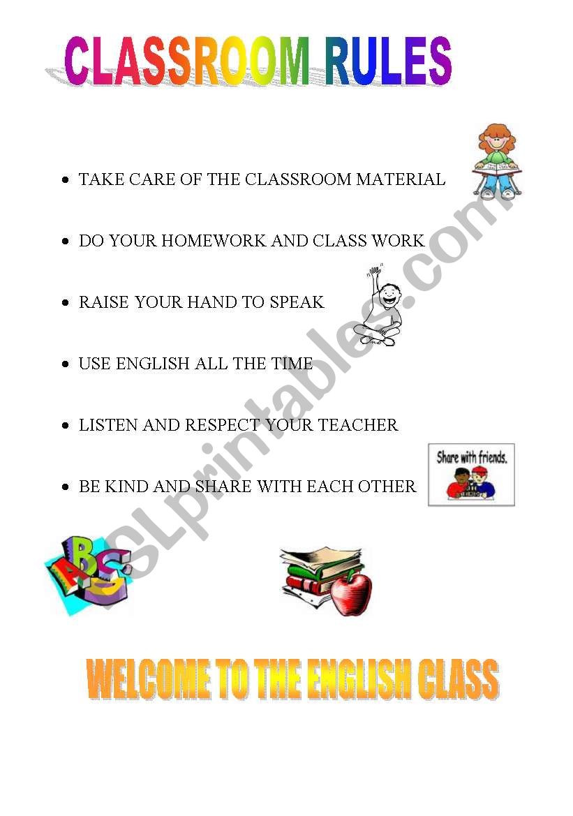 CLASSROOM RULES worksheet