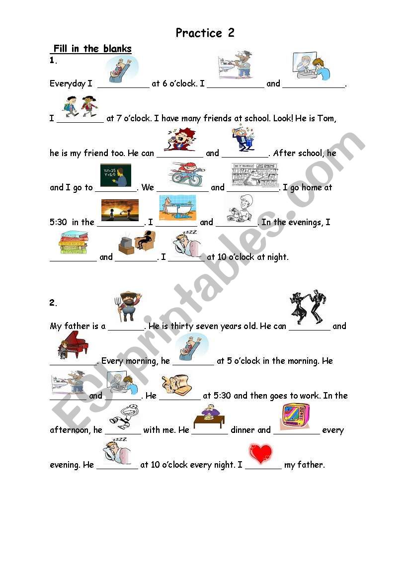 Daily activities worksheet