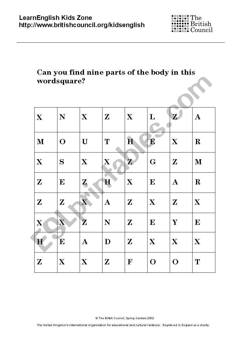 body worksheet