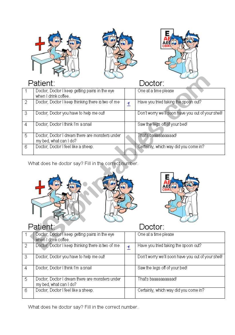 Doctor, Doctor ... worksheet