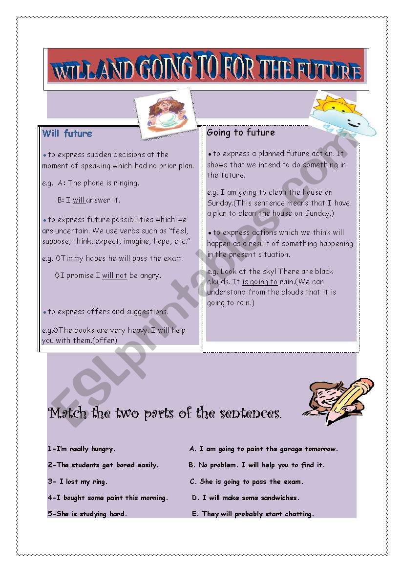 the-differences-between-will-and-going-to-esl-worksheet-by