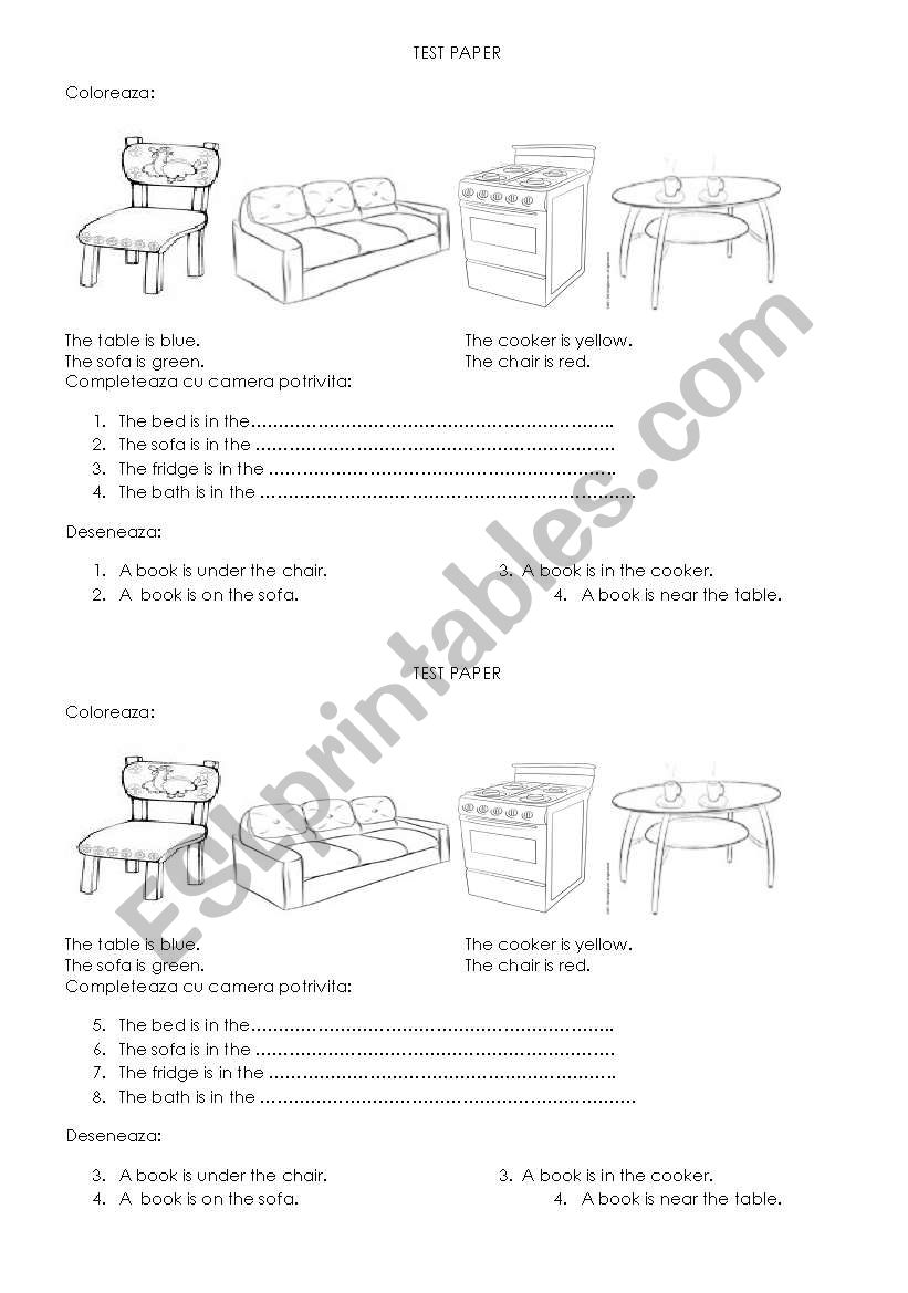 testing rooms worksheet