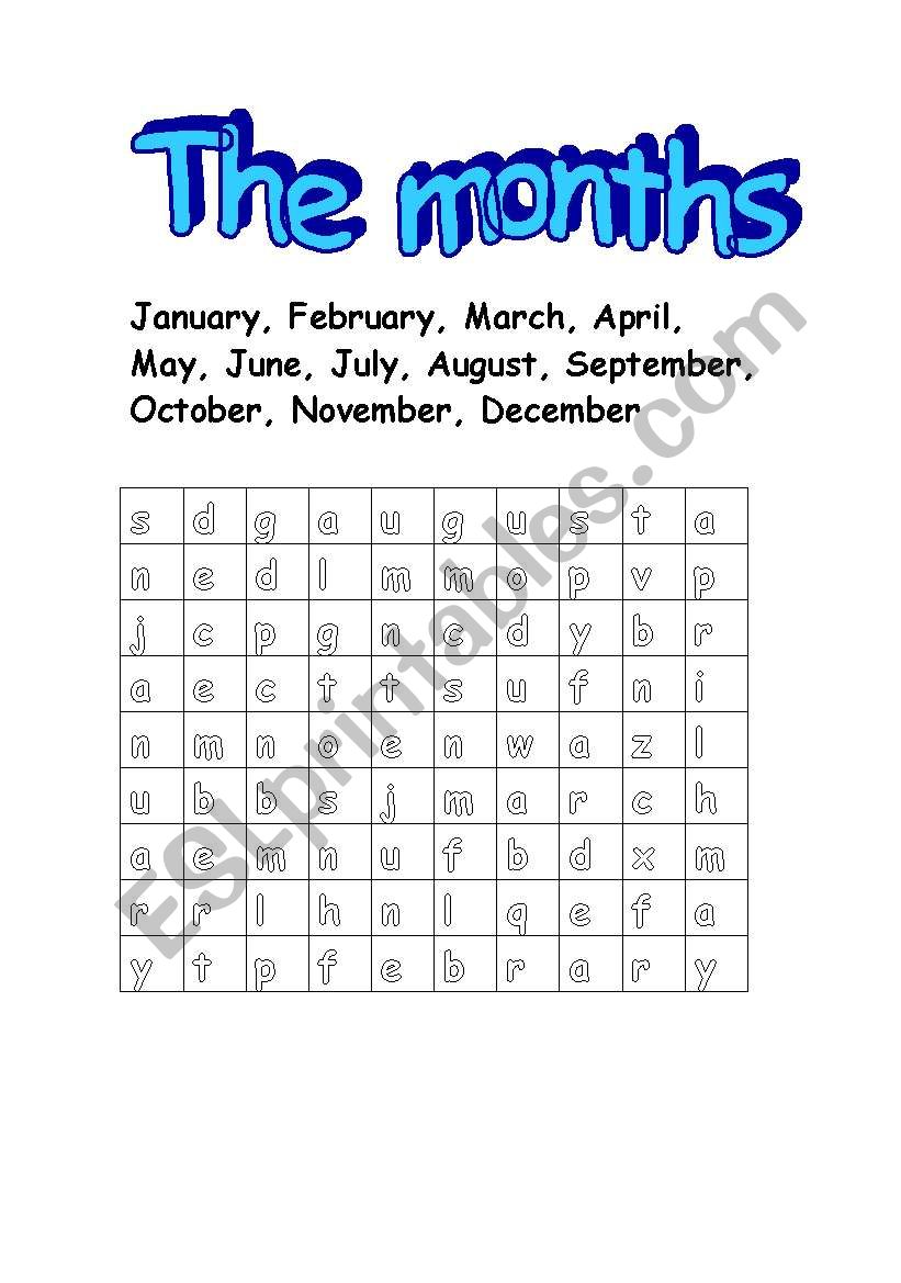 the months worksheet