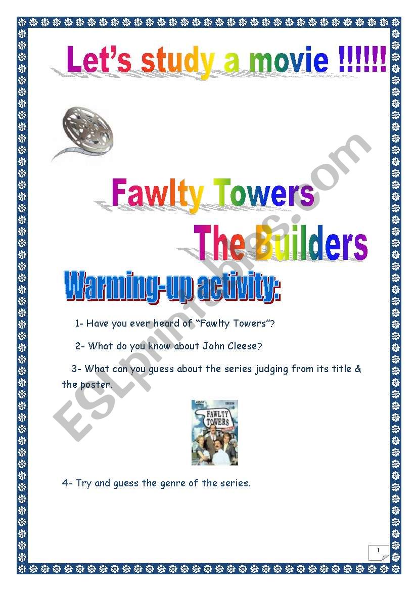 Fawlty Towers series: The Builders (episode n2): COMPREHENSIVE PROJECT: 15 PAGES  (6 p.+ complete key), 33 tasks.