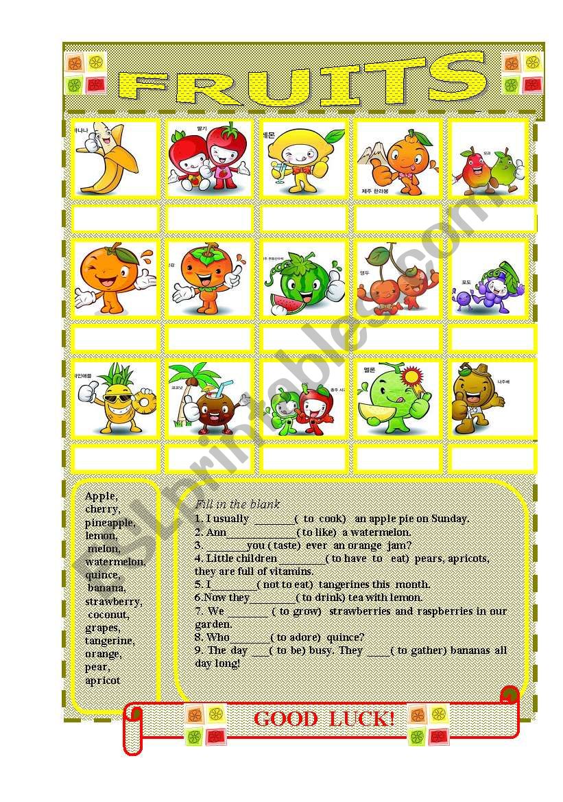 fruits! worksheet