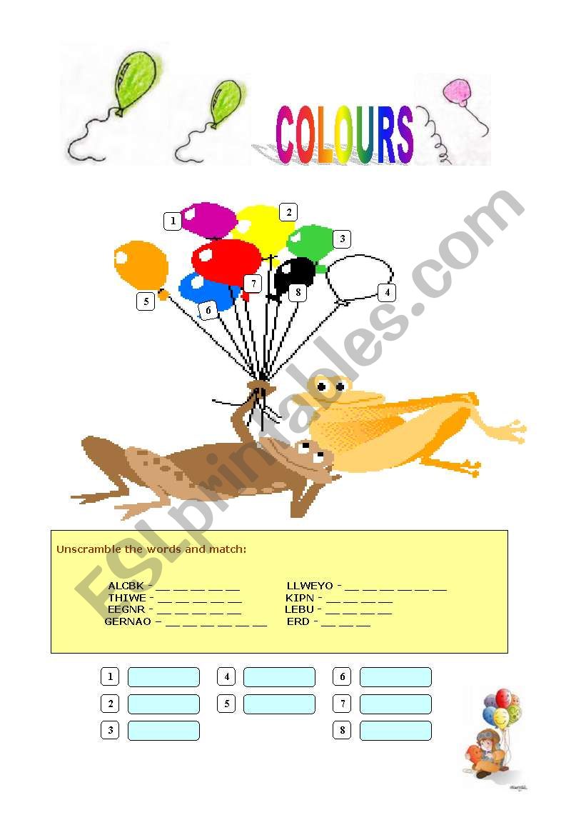 COLOURS worksheet