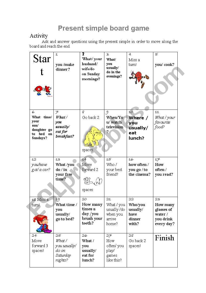 present simple game  worksheet