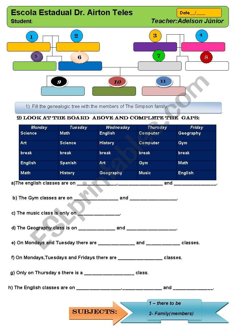 genealogic tree,there to be,school subjects