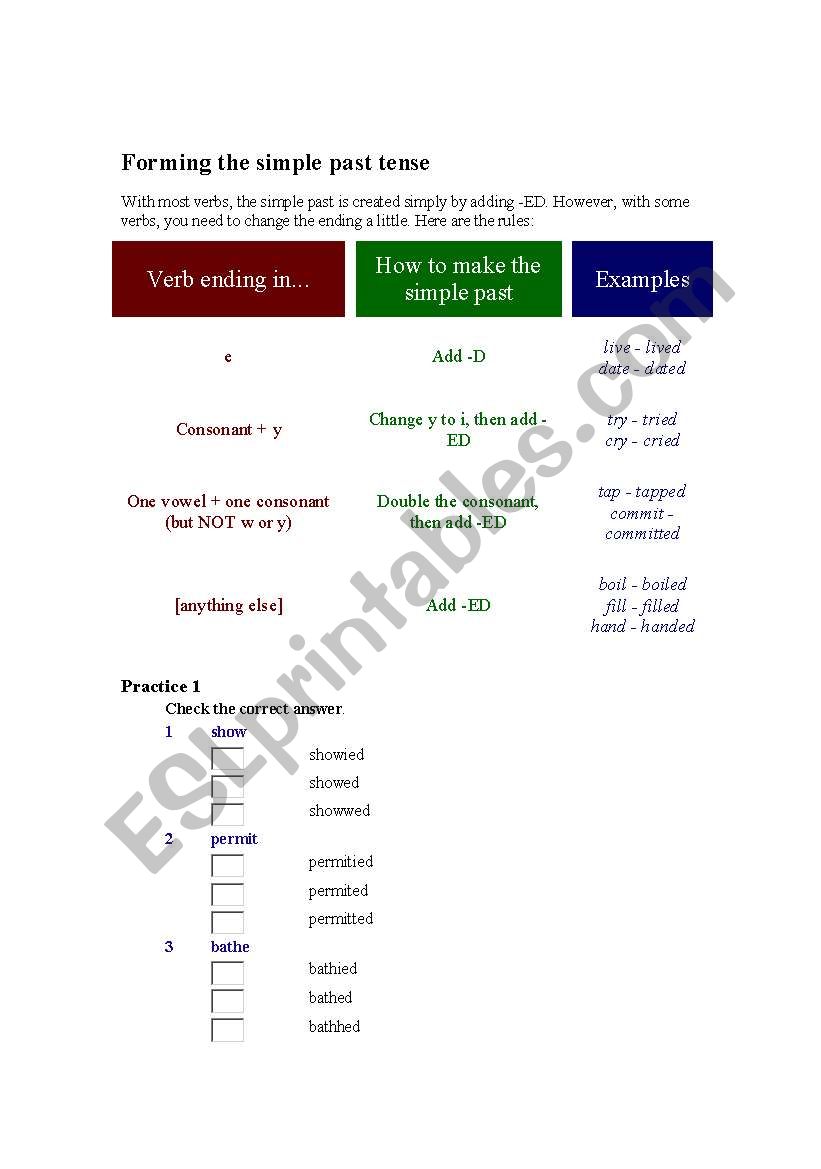 Simple Past worksheet