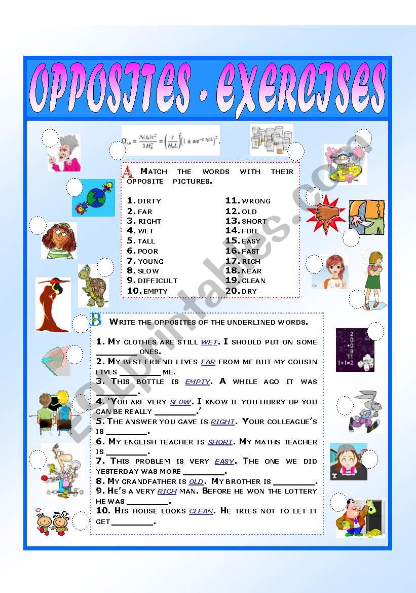 Opposites - Exercises (set 2) worksheet