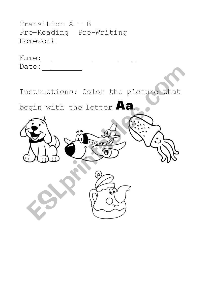 Color the letter A worksheet