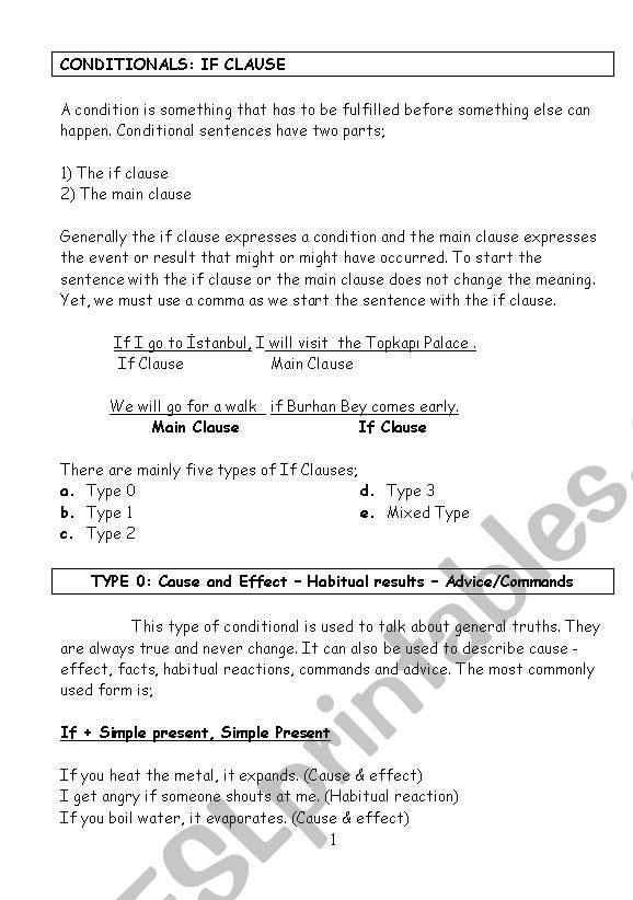 conditionals with key worksheet