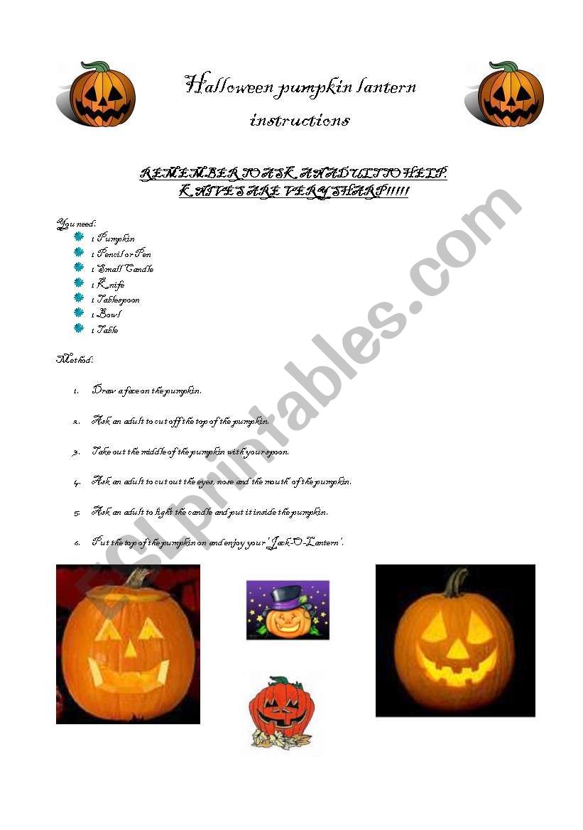 Halloween Pumpkin Lantern Instructions