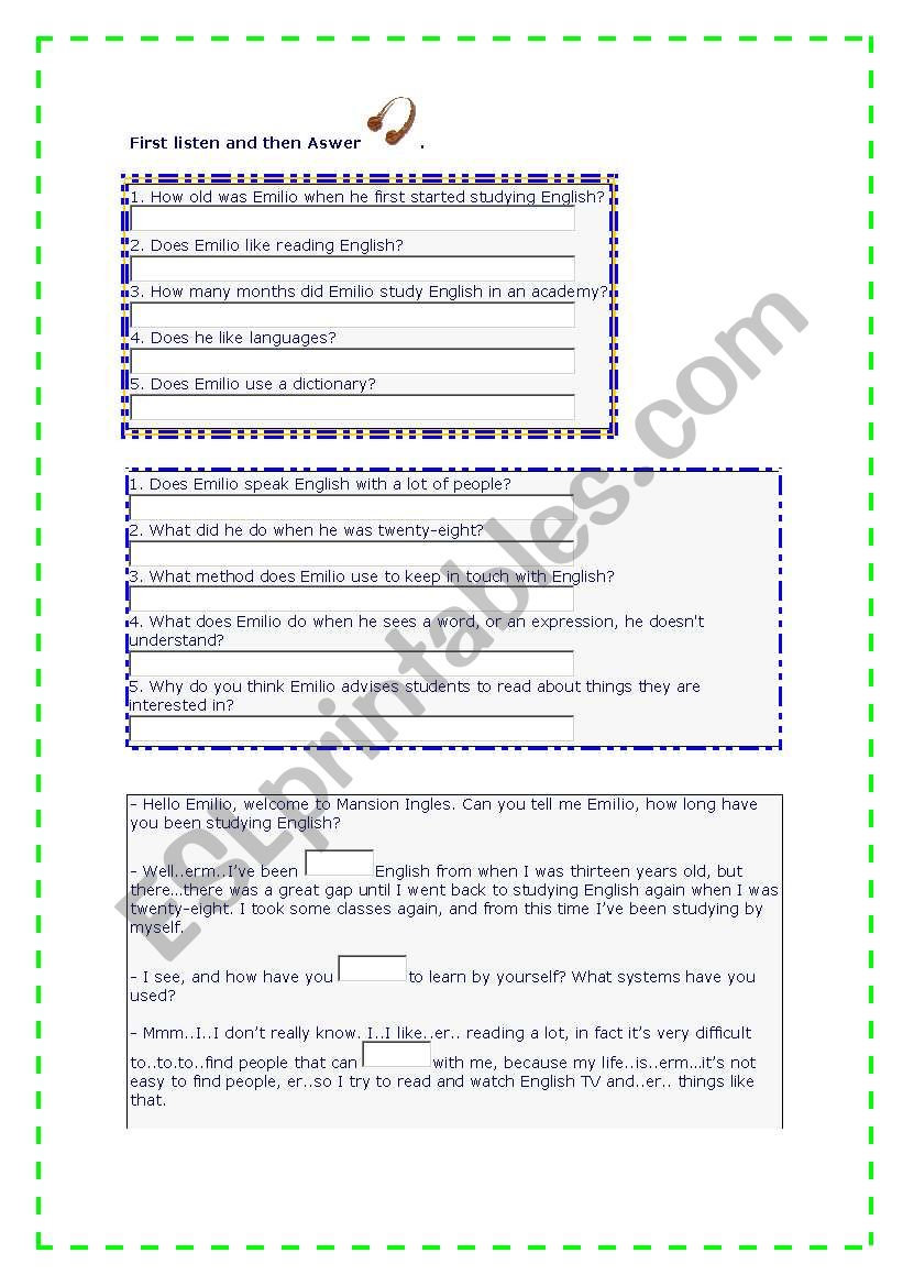 information worksheet