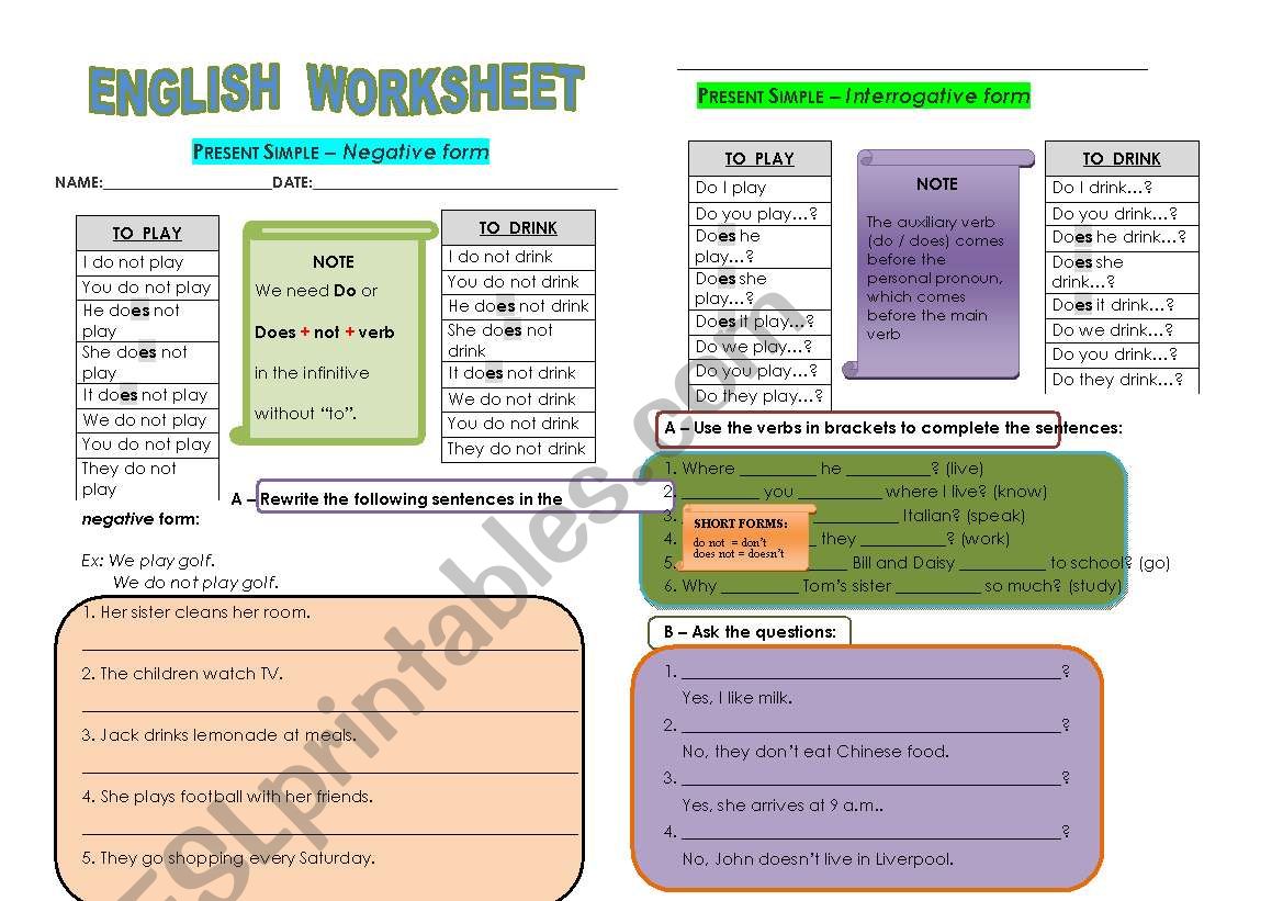 PRESENT SIMPLE worksheet