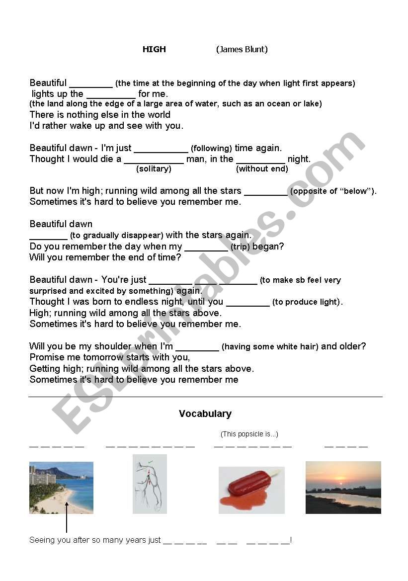 High - James Blunt worksheet