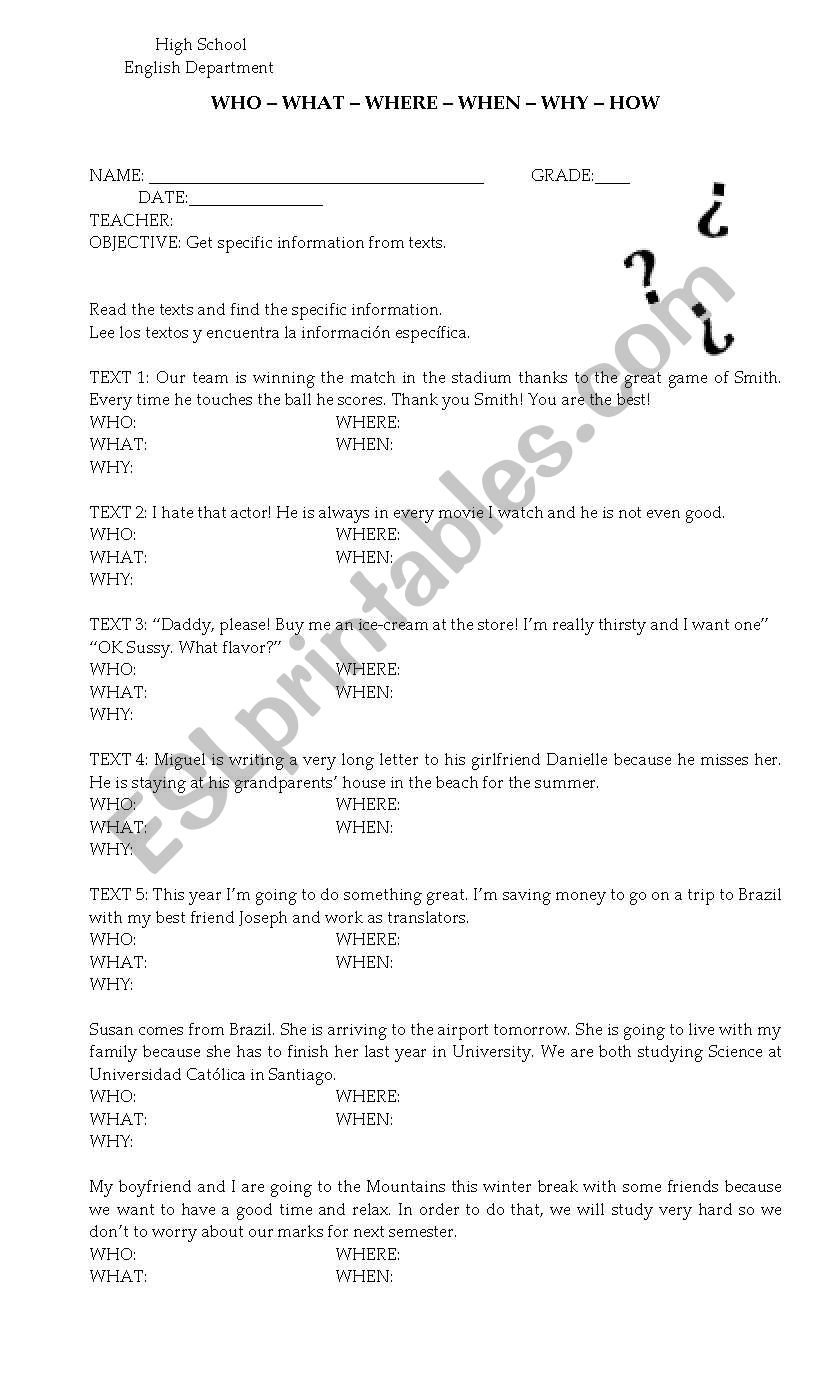 wh questions worksheet