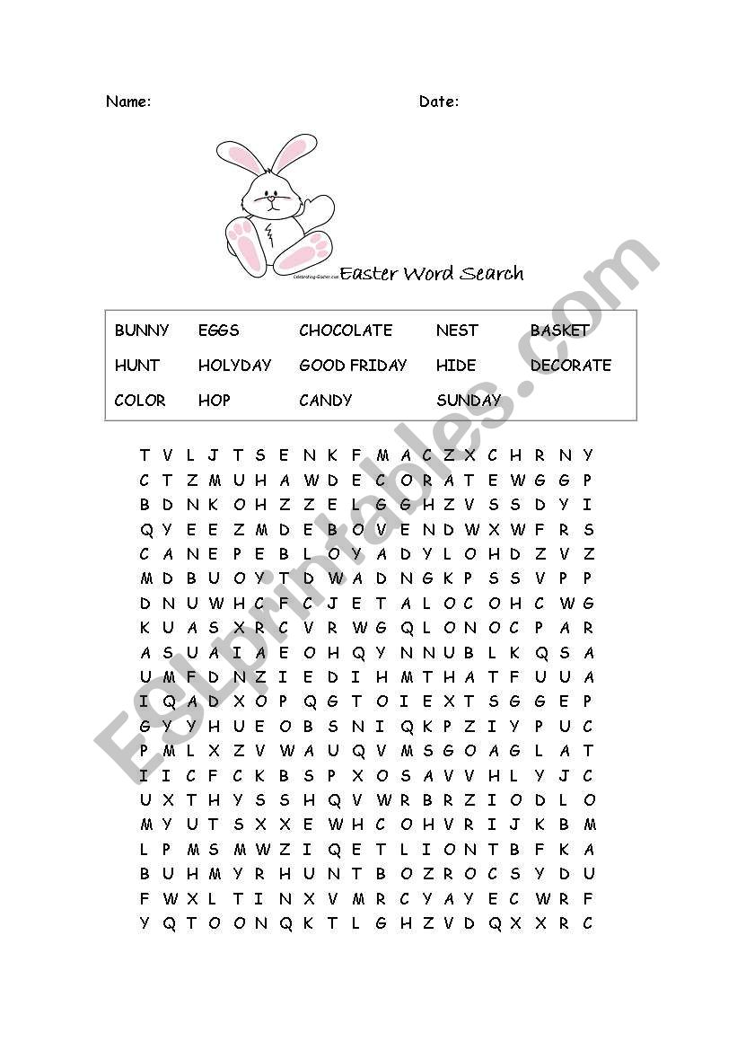 Easter Wordsearch worksheet