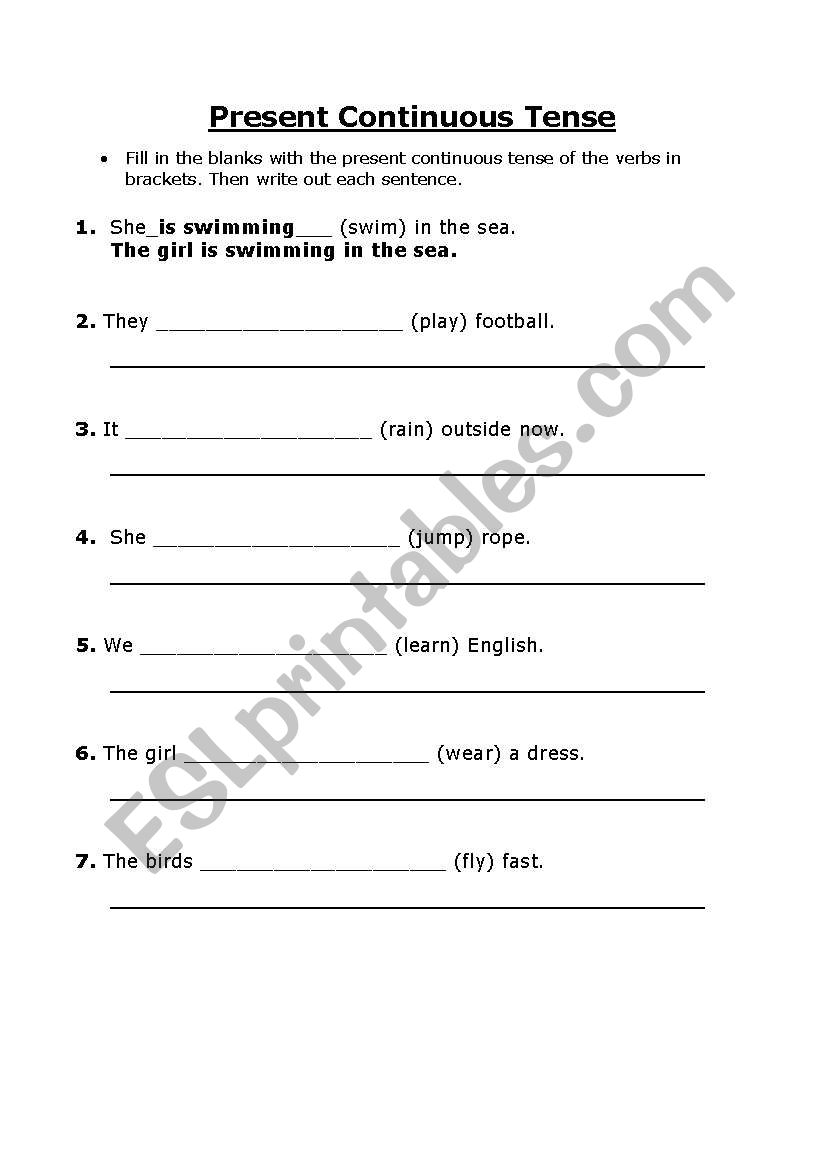 Present Continuous Tense worksheet